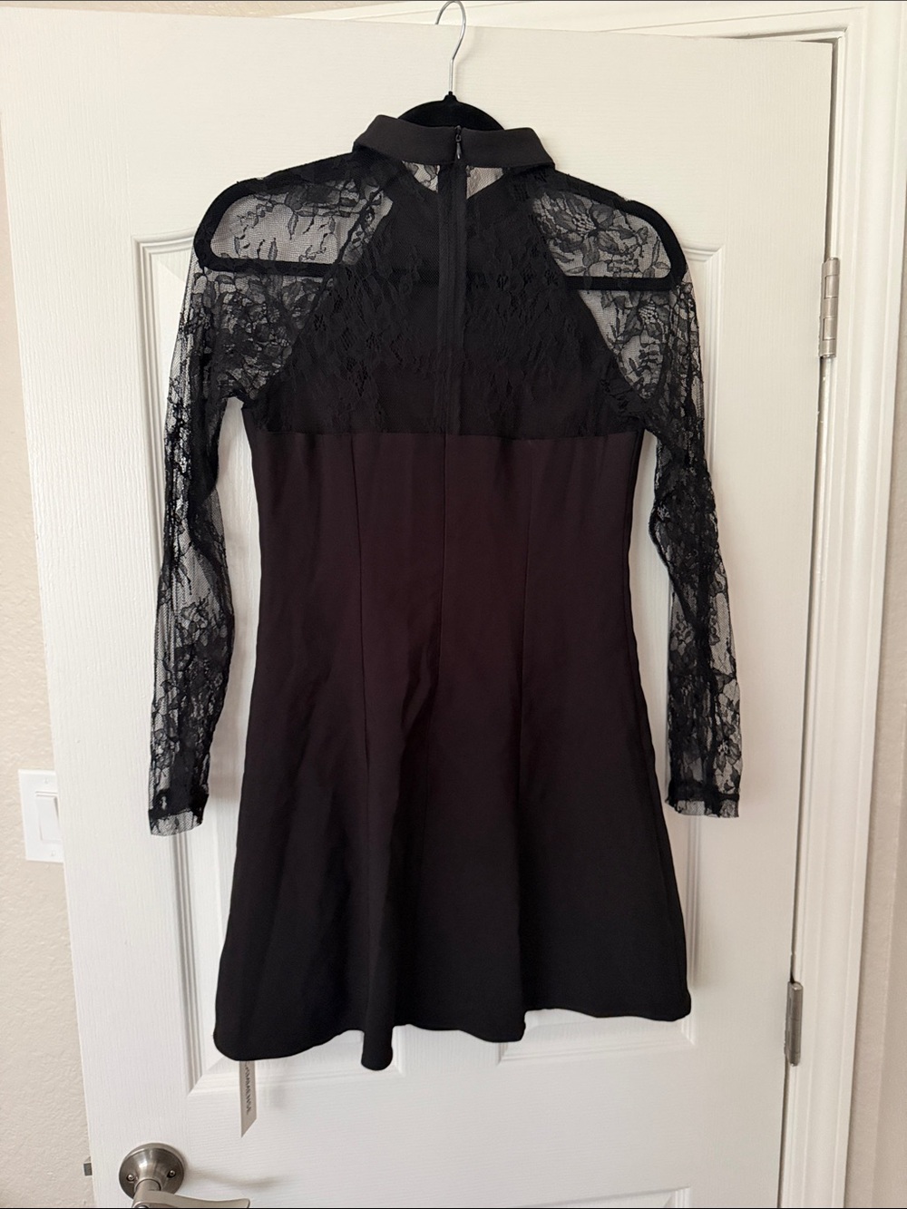 NWT Commense Black Lace Sleeve Fit & Flare Dress - Picture 5 of 5